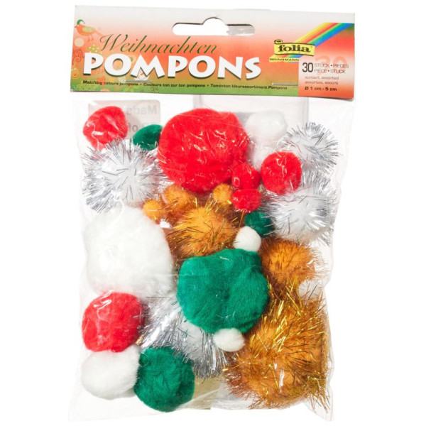 ΠΟΜΠΟΜ X-MAS MIX 30ΤΕΜ  ΔΙΑΦΟΡΑ ΜΕΓΕΘΗ FOLIA