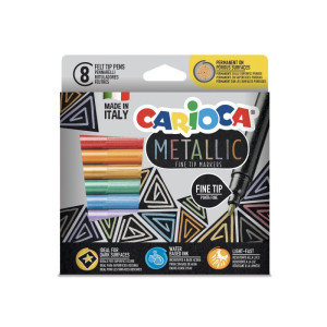 ΜΑΡΚΑΔΟΡΟΙ ΖΩΓΡΑΦΙΚΗΣ ΜΕΤΑΛΛΙΚΟΙ FINE TIP CARIOCA 8 ΧΡΩΜΑΤΑ 43162