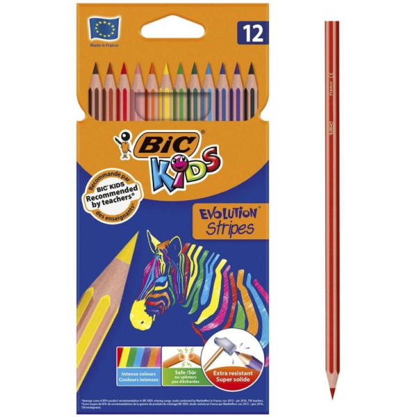 ΣΕΤ ΞΥΛΟΜΠΟΓΙΕΣ BIC KIDS EVOLUTION STRIPES 12 ΧΡΩΜΑΤΑ