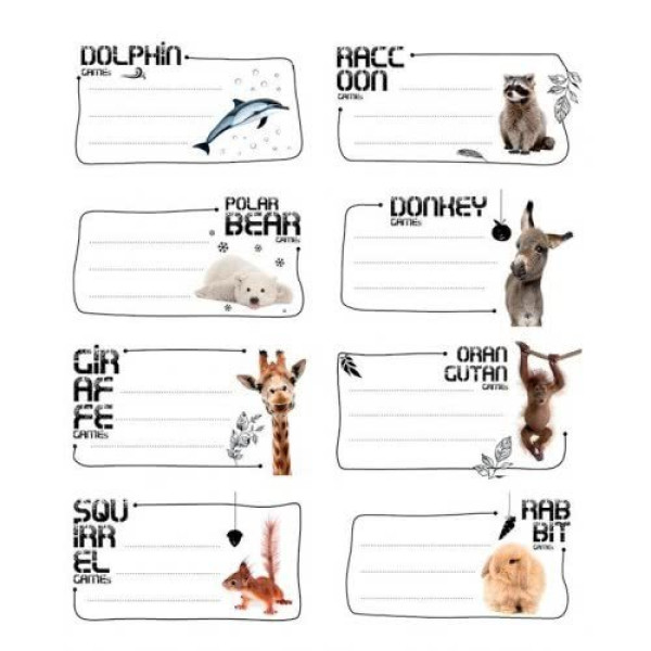 ΕΤΙΚΕΤΕΣ ΣΧΟΛΙΚΕΣ CUTIES ANIMALS 4,5Χ8 16ΤΕΜ/ΠΑΚ.