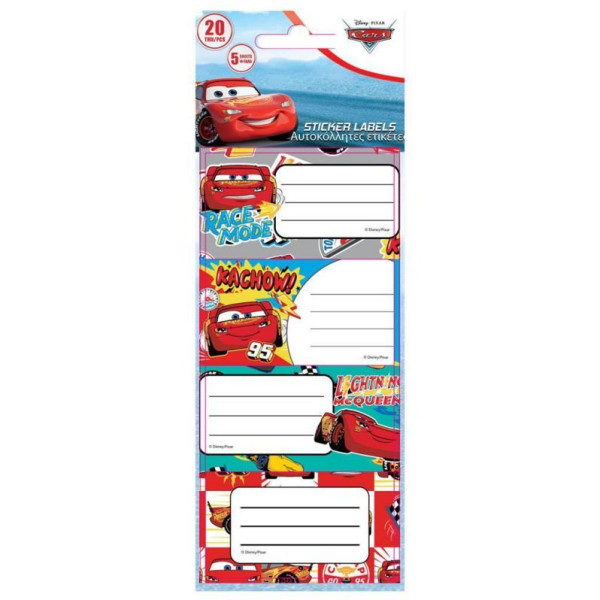 ΕΤΙΚΕΤΕΣ ΑΥΤΟΚΟΛΛΗΤΕΣ "CARS" 20 ΤΕΜΑΧΙΑ ΣΕ 5 ΦΥΛΛΑ