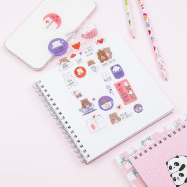 ΑΥΤΟΚΟΛΛΗΤΑ MESHU "BEARY BEARY" 10x22cm 28 stickers