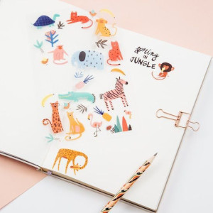 ΑΥΤΟΚΟΛΛΗΤΑ MESHU "SPRING IN JUNGLE" 10x21cm 31 stickers