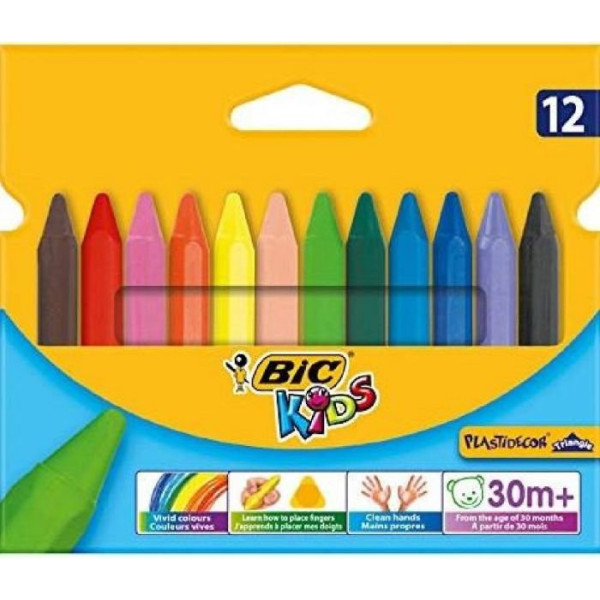 ΣΕΤ ΚΗΡΟΜΠΟΓΙΑ ΤΡΙΓΩΝΙΚΗ BIC JUMBO 12 ΧΡΩΜΑΤΑ