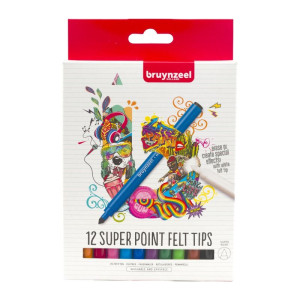 ΣΕΤ ΜΑΡΚΑΔΟΡΟΙ BRUYNZEEL SUPER POINT FELT TIP 12ΤΕΜ