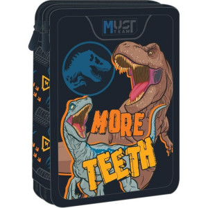 ΣΧΟΛΙΚΗ ΚΑΣΕΤΙΝΑ ΔΙΠΛΗ ΓΕΜΑΤΗ "JURASSIC WORLD MORE TEETH" MUST TEAM
