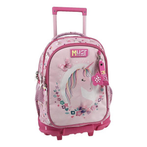 ΤΣΑΝΤΑ ΤΡΟΛΕΪ ΔΗΜΟΤΙΚΟΥ "PINK UNICORN" 3 ΘΗΚΕΣ MUST TEAM ΤΣΑΝΤΑ ΤΡΟΛΕΪ ΔΗΜΟΤΙΚΟΥ "PINK UNICORN" 3 ΘΗΚΕΣ MUST TEAM