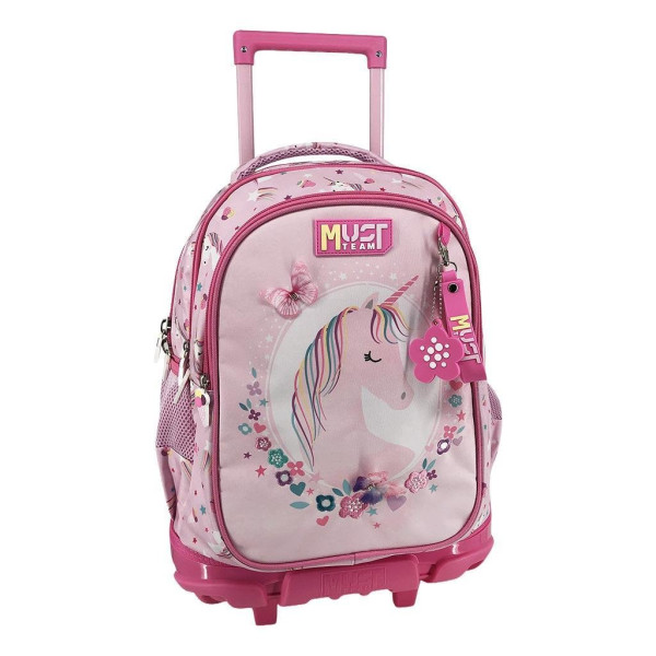 ΤΣΑΝΤΑ ΤΡΟΛΕΪ ΔΗΜΟΤΙΚΟΥ "PINK UNICORN" 3 ΘΗΚΕΣ MUST TEAM