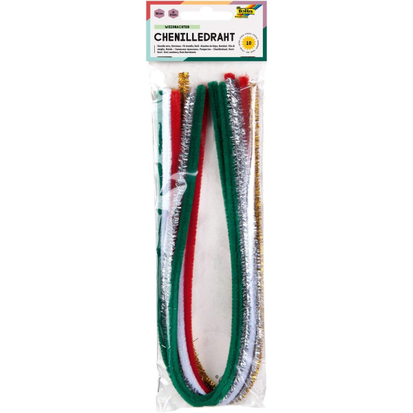 ΣΥΡΜΑ ΠΙΠΑΣ 8ΜΜ-50CM X-MAS ΔΙΑΦΟΡΑ ΧΡΩΜΑΤΑ 10ΤΕΜ FOLIA ΔΙΑΦΟΡΑ ΧΡΩΜΑΤΑ