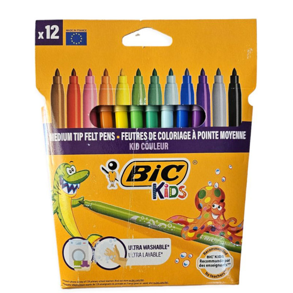 ΜΑΡΚΑΔΟΡΟΙ ΖΩΓΡΑΦΙΚΗΣ BIC WASHSBLE  12 ΧΡΩΜΑΤΑ