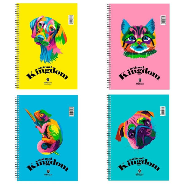 ΤΕΤΡΑΔΙΟ ΣΠΙΡΑΛ "ANIMAL KINGDOM" 21x29/240ΣΕΛ-4 ΘΕΜΑΤΑ