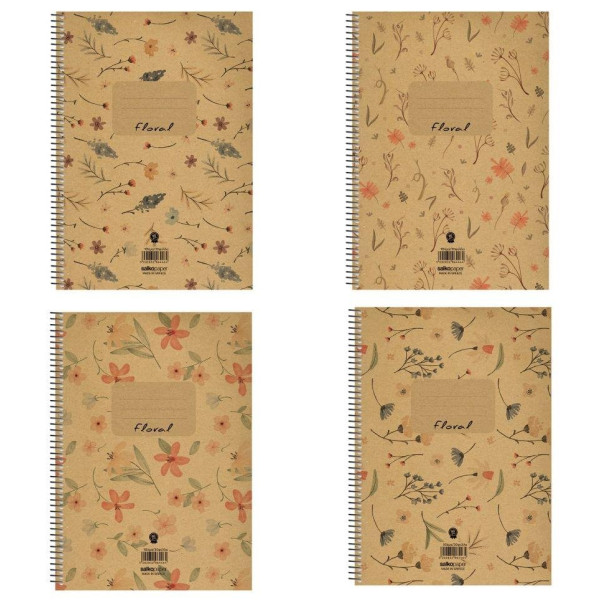 ΤΕΤΡΑΔΙΟ ΣΠΙΡΑΛ "FLORAL" 21x29/180ΣΕΛ-3 ΘΕΜΑΤΑ
