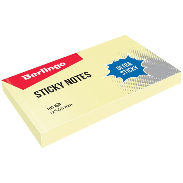STICKY NOTES PASTEL YELLOW ULTRA STICKY 125x75mm 100 ΦΥΛΛΑ BERLINGO,