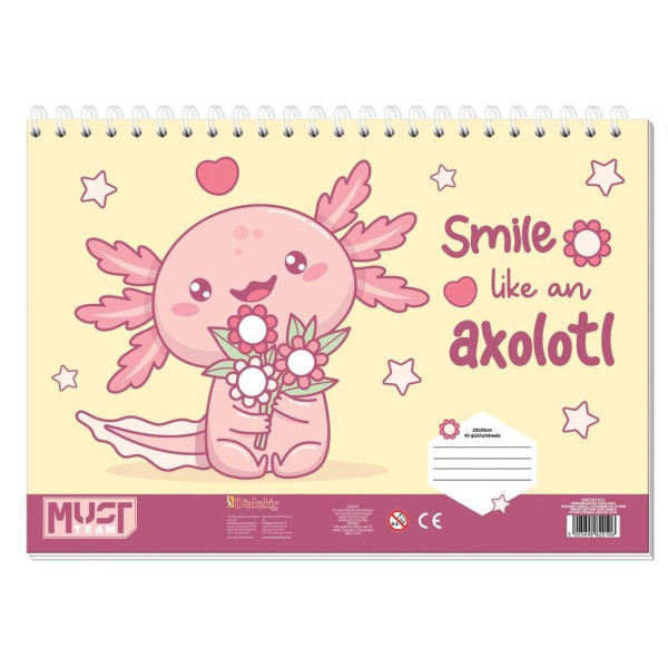 ΜΠΛΟΚ ΖΩΓΡΑΦΙΚΗΣ "AXOLOTL" ΜΕ ΑΥΤΟΚΟΛΛΗΤΑ+ΣΤΕΝΣΙΛ ΣΕ 2 ΣΧΕΔΙΑ