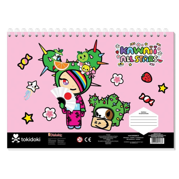 ΜΠΛΟΚ ΖΩΓΡΑΦΙΚΗΣ “TOKIDOKI” 23x33cm 40 ΦΥΛΛΑ ΑΥΤΟΚΟΛΛΗΤΑ-ΣΤΕΝΣΙΛ- 2ΣΕΛ ΧΡΩΜ/ΣΜΟΥ ΣΕ 2 ΣΧΕΔΙΑ