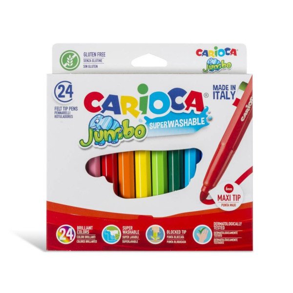 ΜΑΡΚΑΔΟΡΟΙ ΖΩΓΡΑΦΙΚΗΣ CARIOCA 24 ΧΡΩΜΑΤΑ JUMBO ΧΟΝΤΡΗ ΜΥΤΗ 6ΜΜ