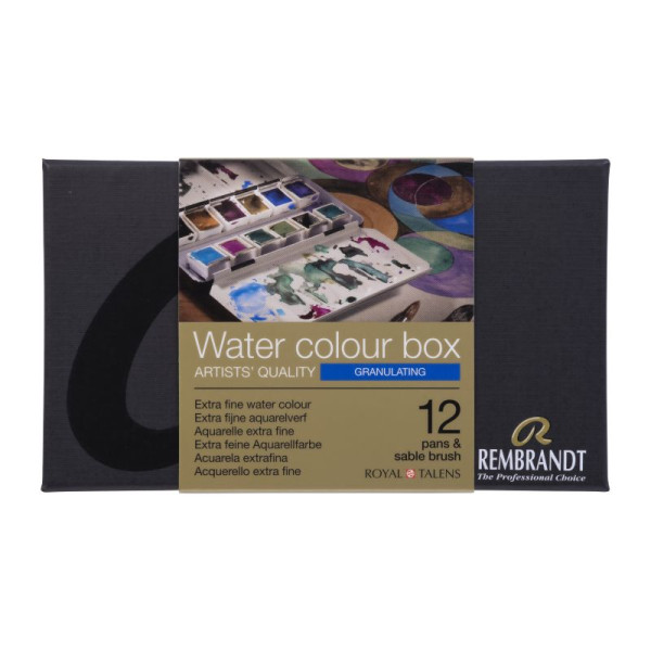 REMBRANDT WATERCOLOUR METAL TIN SET GRANULATING COLOUR SELECTION | 12 PANS - BRUSH