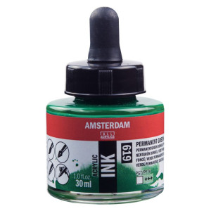 ΜΕΛΑΝΙ INK AMSTERDAM 619 30ML PERMANENT GREEN DEEP