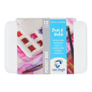 WATERCOLOUR  POCKET BOX VAN GOGH ΣΕ ΚΥΒΟ (ΠΑΣΤΙΛΙΕΣ) PINKS & VIOLETS 12ΤΕΜ