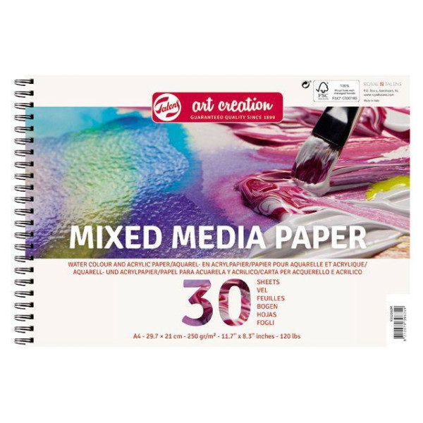 ΜΠΛΟΚ ΣΠΙΡΑΛ MIXED MEDIA PAPER A4 250g 30 ΦΥΛΛΑ ART CREATION