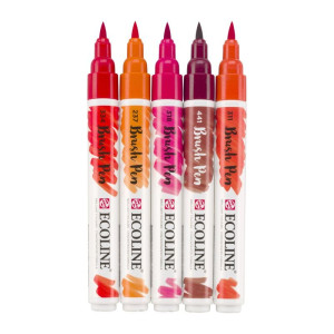 ECOLINE BRUSHPEN ROYAL TALENS ΣΕΤ 5TEM Red