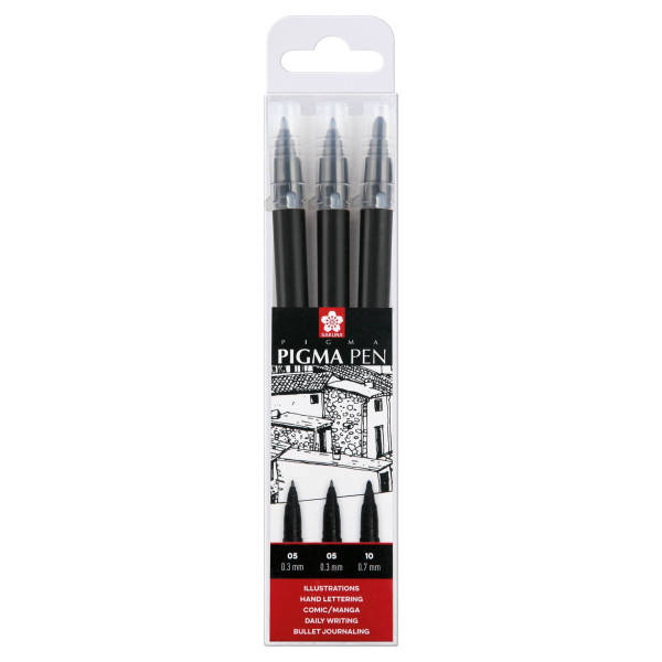 PIGMA BRUSH PEN SET, 3ΤΕΜ. ΜΑΥΡΟ ΧΡΩΜΑ(FINE/05--MEDIUM/10-BOLD)