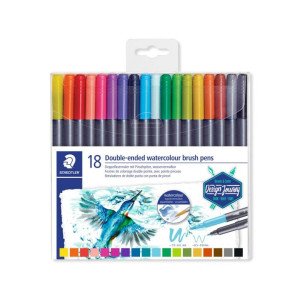 ΣΕΤ ΜΑΡΚΑΔΟΡΟΙ ΜΕ ΔΙΠΛΗ ΜΥΤΗ WATERCOLOUR BRUSH PENS (ΠΙΝΕΛΟ) STAEDTLER 18ΤΕΜ
