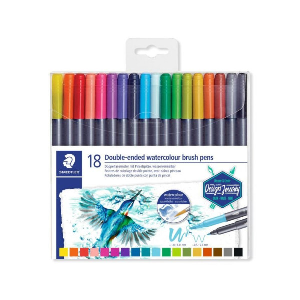 ΣΕΤ ΜΑΡΚΑΔΟΡΟΙ ΜΕ ΔΙΠΛΗ ΜΥΤΗ WATERCOLOUR BRUSH PENS (ΠΙΝΕΛΟ) STAEDTLER 18ΤΕΜ