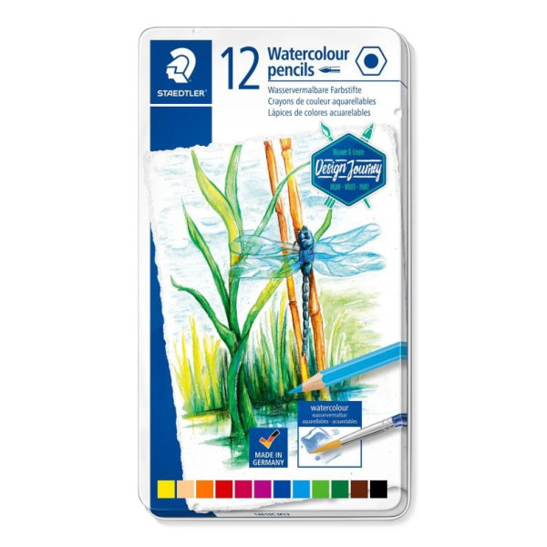ΣΕΤ ΜΟΛΥΒΙΑ WATERCOLOUR ΣΕ ΜΕΤΑΛΛΙΚΗ ΚΑΣΕΤΙΝΑ STAEDTLER 12ΤΕΜ