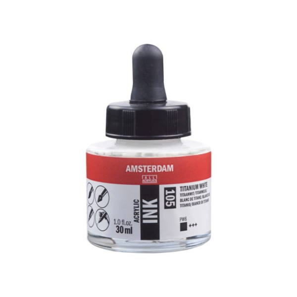 ΜΕΛΑΝΙ INK AMSTERDAM 30ml 105 TITANIUM WHITE