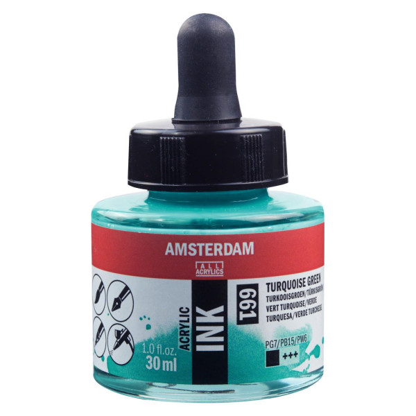 ΜΕΛΑΝΙ INK AMSTERDAM 30ml 661 TURQUOISE GREEN
