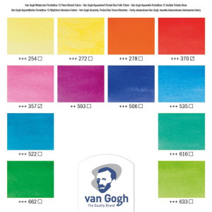 WATERCOLOUR POCKET BOX VAN GOGH ΣΕ ΠΑΣΤΙΛΙΕΣ 12 ΧΡΩΜΑΤΑ Vibrant selection
