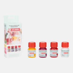 ΧΡΩΜΑΤΑ ΓΙΑ ΓΥΑΛΙ & ΠΟΡΣΕΛΑΝΗ Transparent ΣΕΤ 4Χ30ML  Pink Frost
