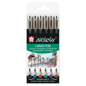 ΜΑΡΚΑΔΟΡΟΣ PIGMA MICRON BRUSH BASIC ΣΕΤ 6 ΧΡΩΜΑΤΑ