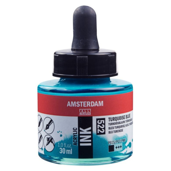 ΜΕΛΑΝΙ INK AMSTERDAM 30ml 522 TURQUOISE BLUE