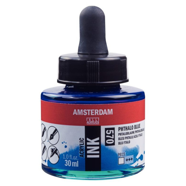 ΜΕΛΑΝΙ INK AMSTERDAM 30ml 570 PHTHALO BLUE
