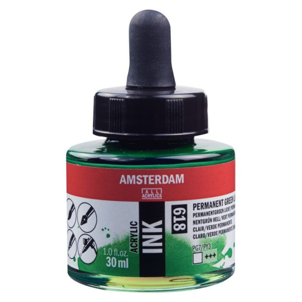 ΜΕΛΑΝΙ INK AMSTERDAM 30ml 618 PERMANENT GREEN LIGHT