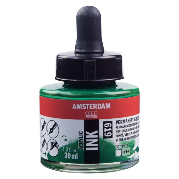 ΜΕΛΑΝΙ INK AMSTERDAM 30ml 619 PERMANENT GREEN DEEP