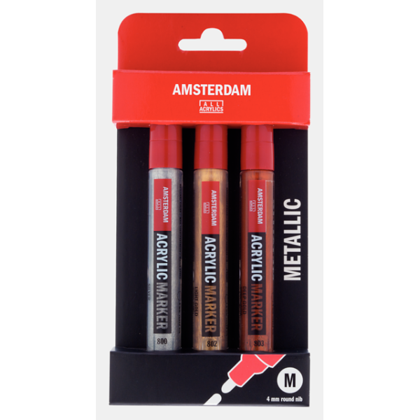 ΜΑΡΚΑΔΟΡΟΙ ΑΚΡΥΛΙΚΟΙ AMSTERDAM 3 X 4mm Metallic set