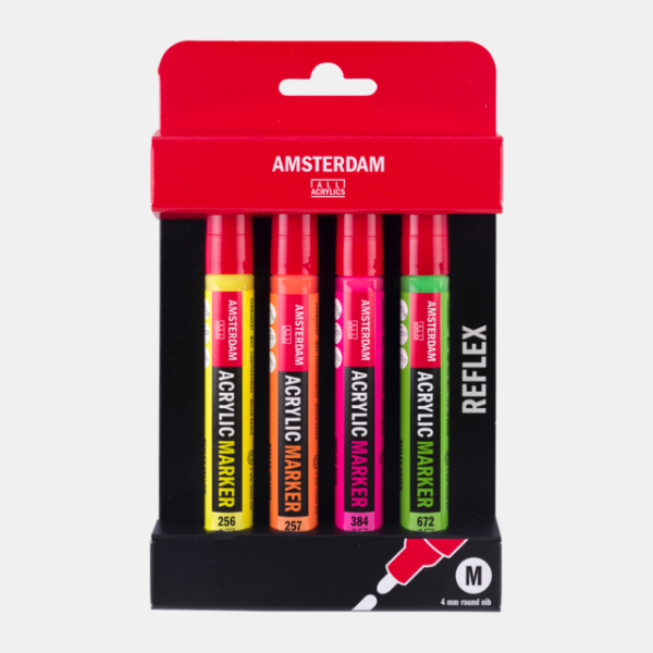 ΜΑΡΚΑΔΟΡΟΙ ΑΚΡΥΛΙΚΟΙ AMSTERDAM 4 X 4mm Reflex Set