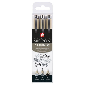 ΜΑΡΚΑΔΟΡΑΚΙΑ Pigma Micron 05 Black and Grays Set 3ΤΕΜ (0.45)