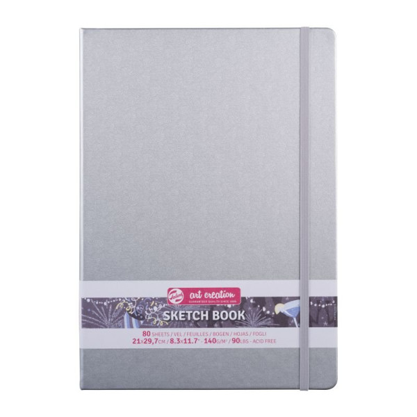 ΜΠΛΟΚ ΣΧΕΔΙΟΥ 21x30 Shiny Silver ΜΕ ΛΑΣΤΙΧΟ ART CREATION 140g 80 ΦΥΛΛΑ