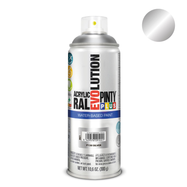 ΣΠΡΕΪ ΑΚΡΥΛΙΚΟ ΧΡΩΜΑ SILVER ΜΕΤΑΛΛΙΚΟ ΑΣΗΜΙ PINTY PLUS 400ml