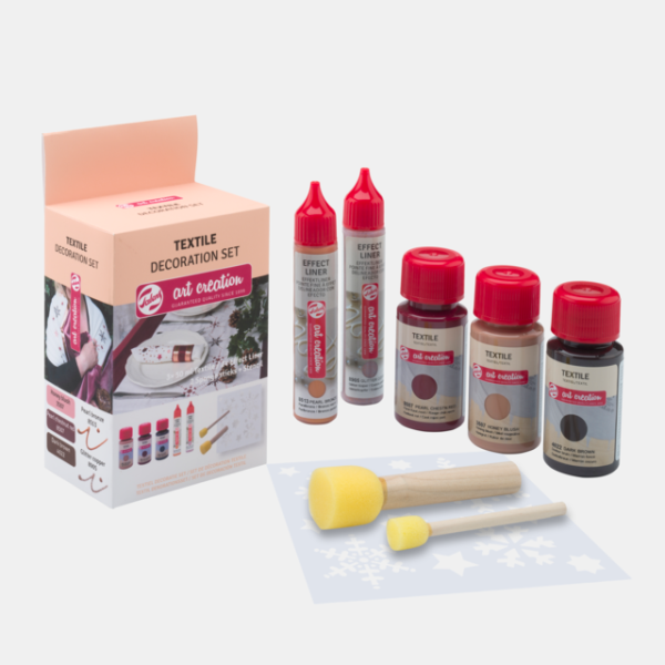 ΣΕΤ ΧΡΩΜΑΤΑ ΓΙΑ ΥΦΑΣΜΑ 3ΧΡΩΜΤΑ X 50ML 2ΤΕΜ EFFECT LINER KAI 2 ΣΤΑΜΠΑΔΟΡΟΥΣ 1 ΣΤΕΝΣΙΛ
