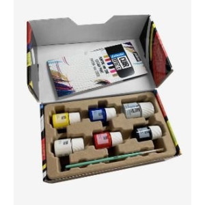 ΣΕΤ ΧΡΩΜΑΤΑ ΓΙΑ ΔΕΡΜΑ 5x20ml + Primer και πινέλο SETACOLOR LEATHER PEBEO