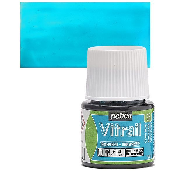 ΣΜΑΛΤΟ (ENAMEL) VITRAIL Cyan Blue 45ml TRANSPARENT PEBEO