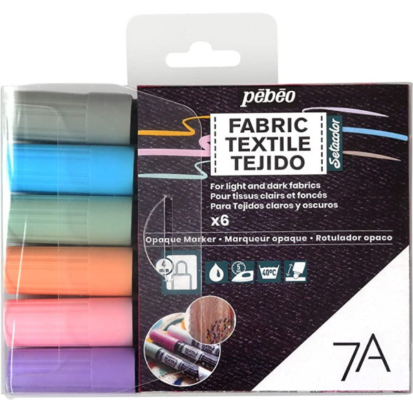 ΣΕΤ ΜΑΡΚΑΔΟΡΟΙ ΥΦΑΣΜΑΤΟΣ Pastel colours 4mm 7A 6ΤΕΜ PEBEO