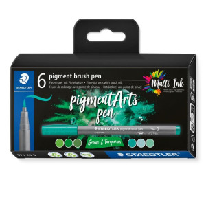ΣΕΤ ΜΑΡΚΑΔΟΡΟΙ PIGMENT BRUSH PEN GREENS & TURQUOISES 6 ΧΡΩΜΑΤΑ