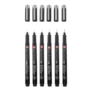 ΜΑΡΚΑΔΟΡΟΣ SAKURA PIGMA MICRON BLACK EDITION FREE CASE SET 6 (005-01-02-03-05-08)