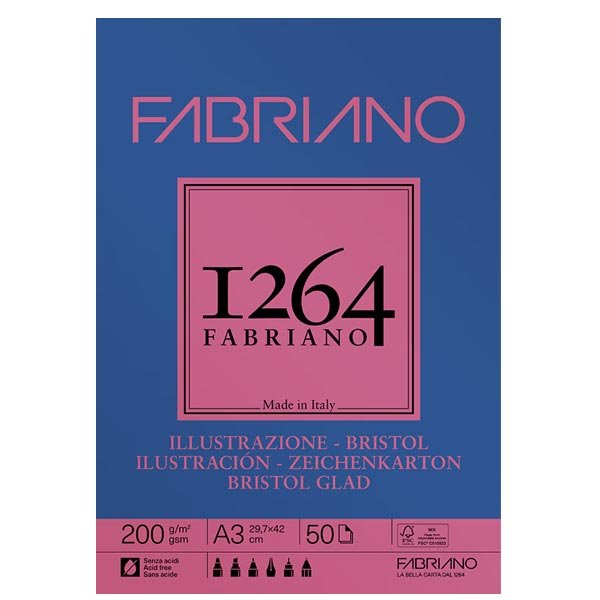 ΜΠΛΟΚ ΔΕΜΕΝΟ Α3 F-1264 200GR BRISTOL 50Φ FABRIANO